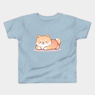 Sleeping Anime Shiba Inu In Kawaii Japanese Aesthetic Kids T-Shirt